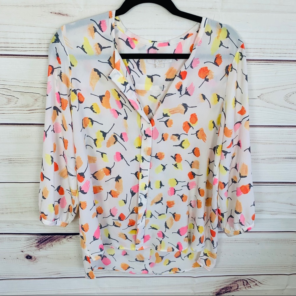 C & e floral print blouse nwot